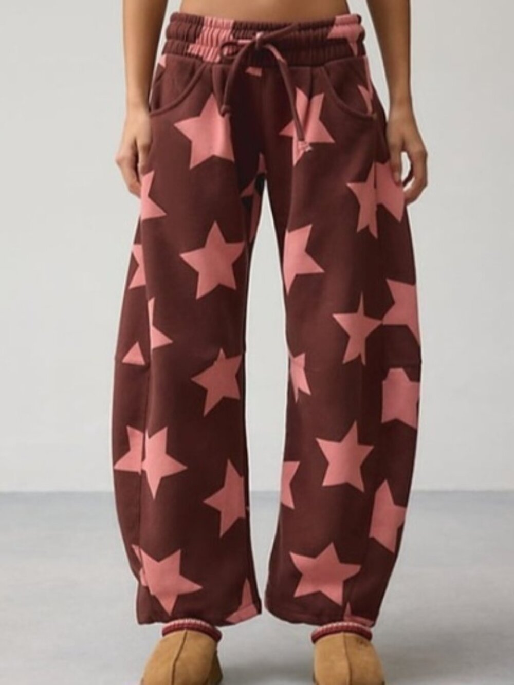 Urban Outfitters Out from Under Brown Star Barrel Leg Sweatpants (S)